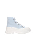Alexander McQueen Sneakers Uomo Tessuto Celeste Carta da Zucchero