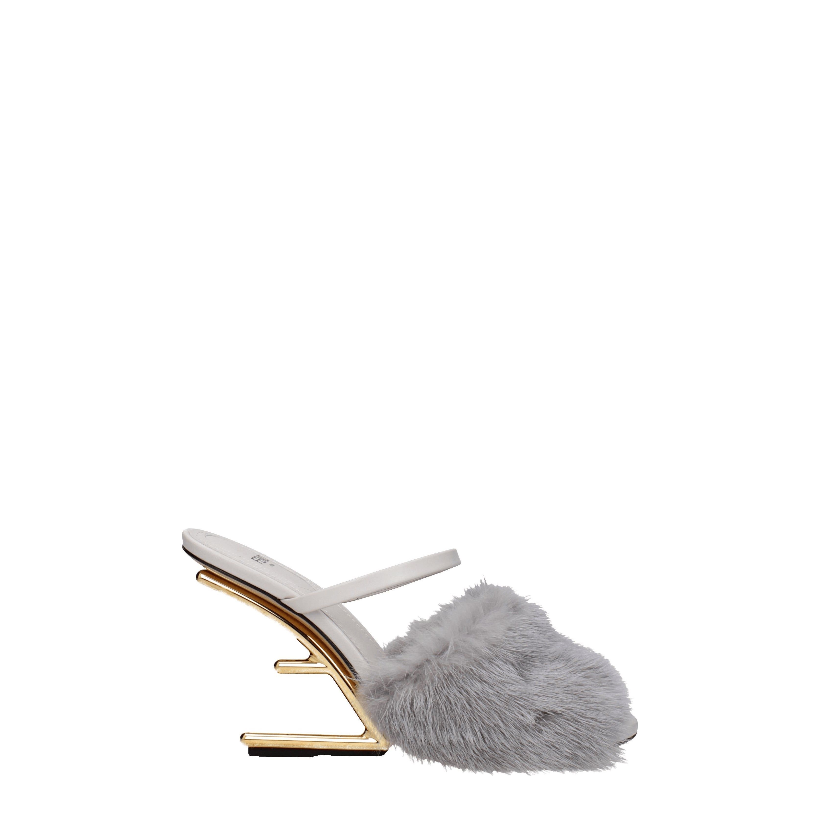 Fendi Gray Mink Slippers main image 0