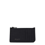Saint Laurent Portamonete Uomo Pelle di Coccodrillo Nero