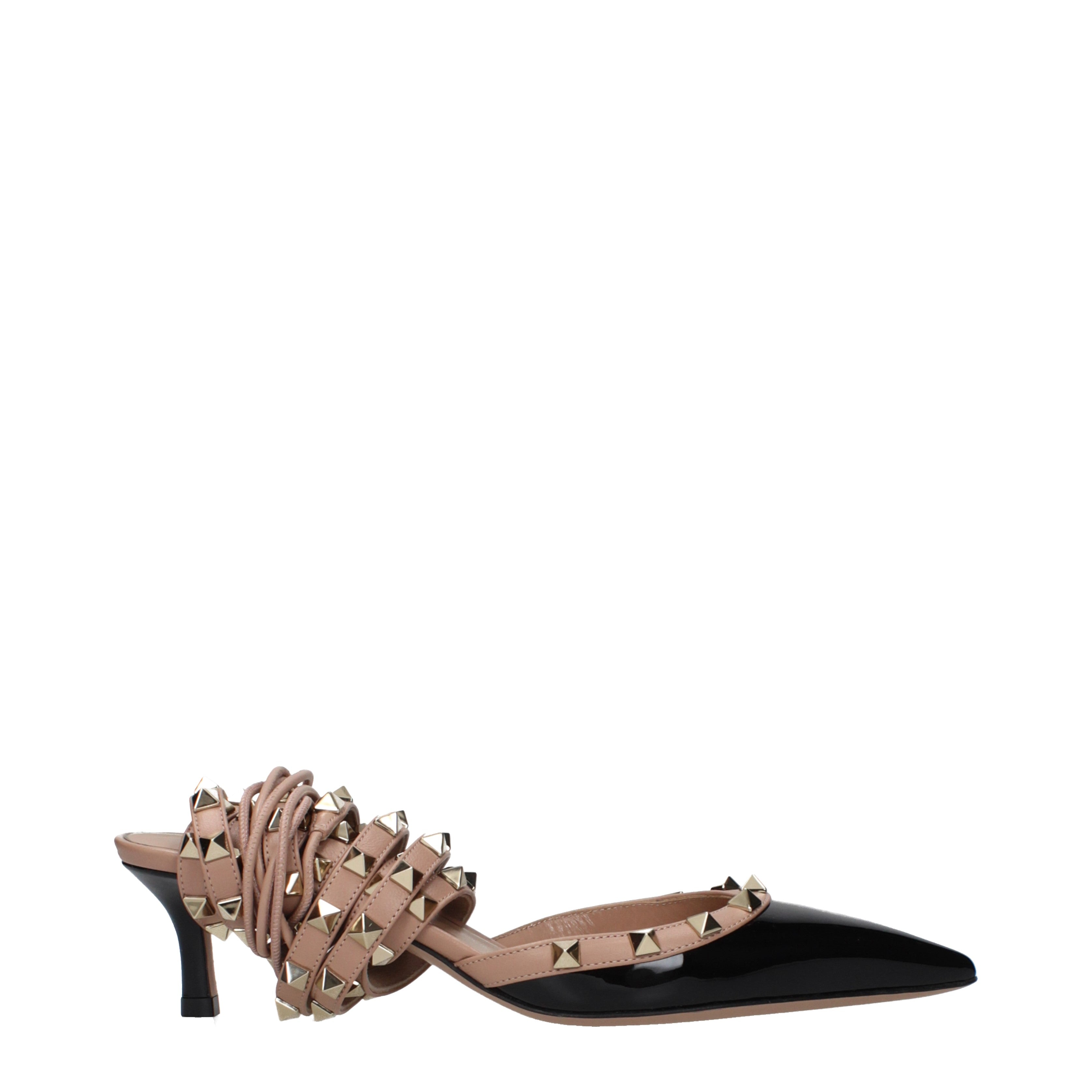 Valentino Garavani Sandals Women Patent Leather Black/Nude Pink