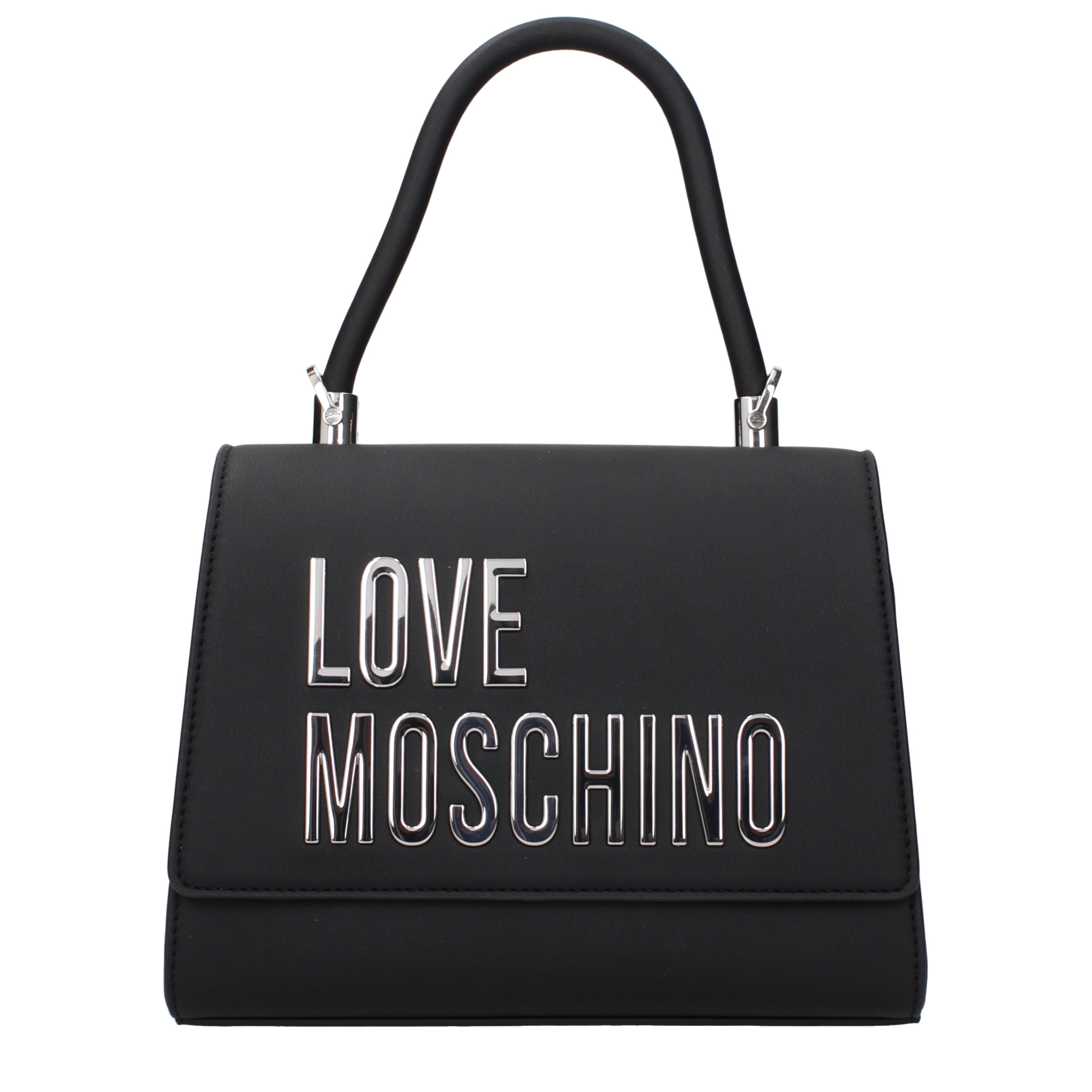 MOSCHINO インポートブラック パーティーバック、コスメバック Love Moschino Handbags Women Polyurethane Black/Silver | B-Exit
