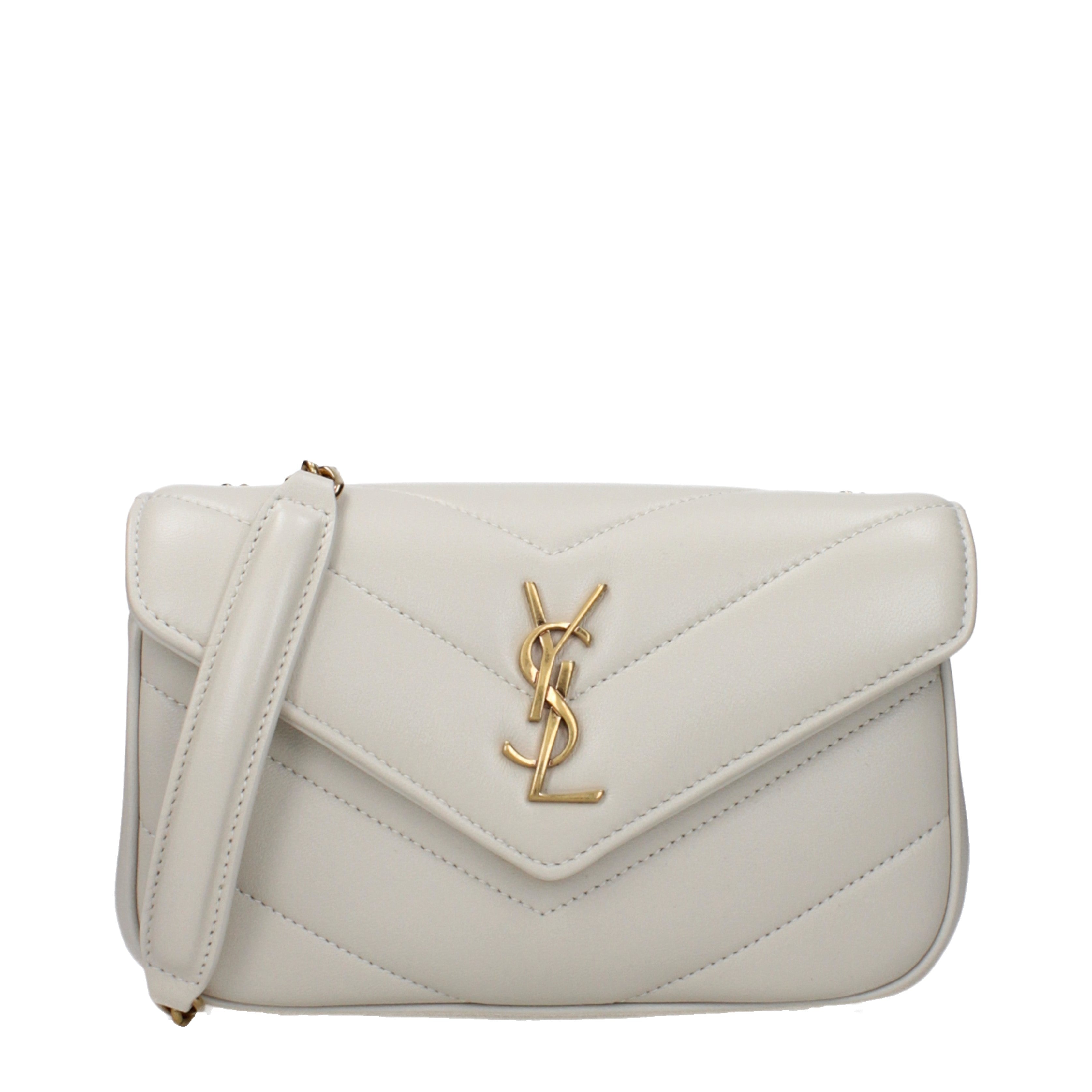 Saint Laurent Crossbody Bags Women Leather Beige/Light Cream | B
