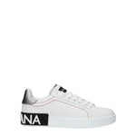 Dolce&Gabbana Sneakers Donna Pelle Bianco Argento