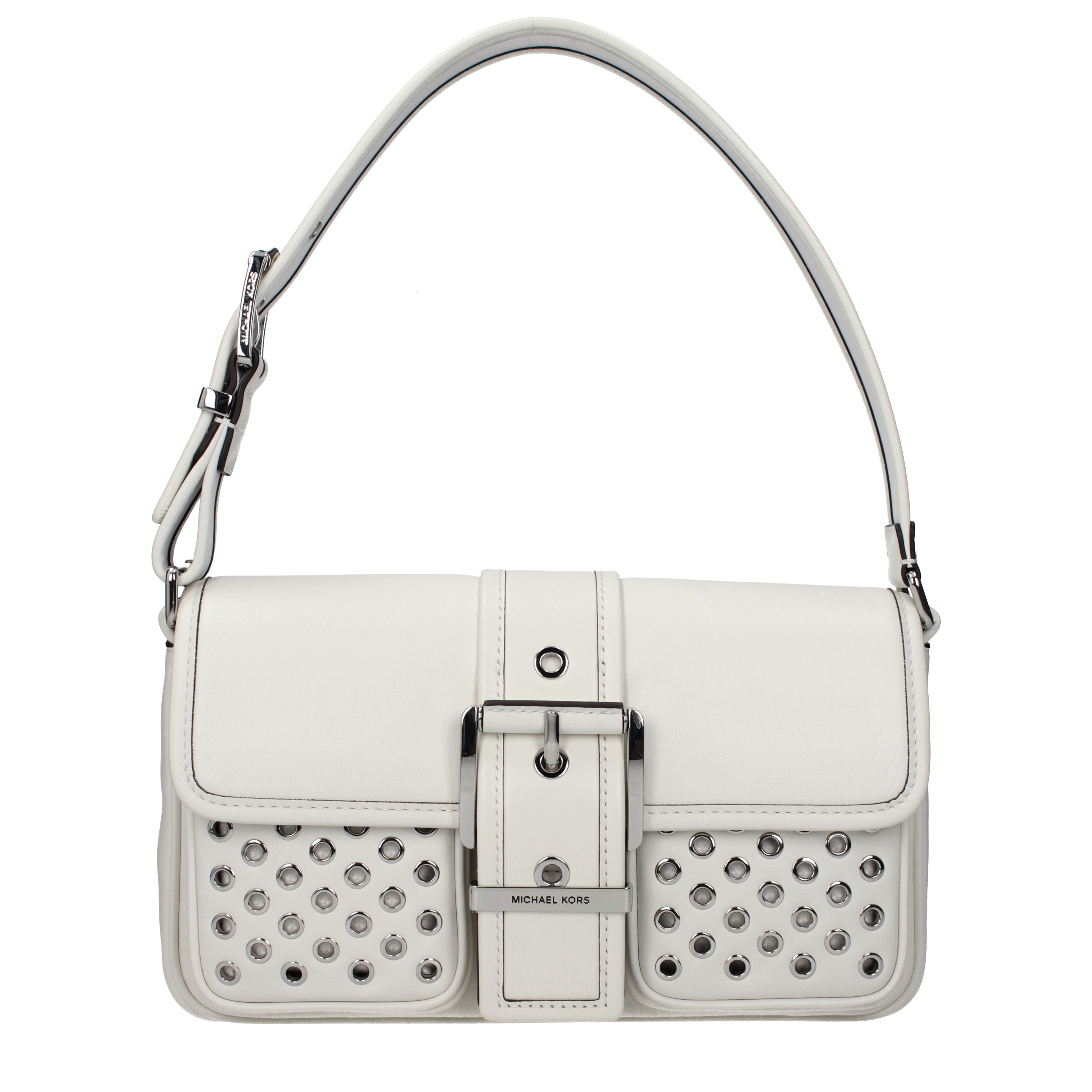 Michael Kors Shoulder Bags Women Leather White/Optic White | B