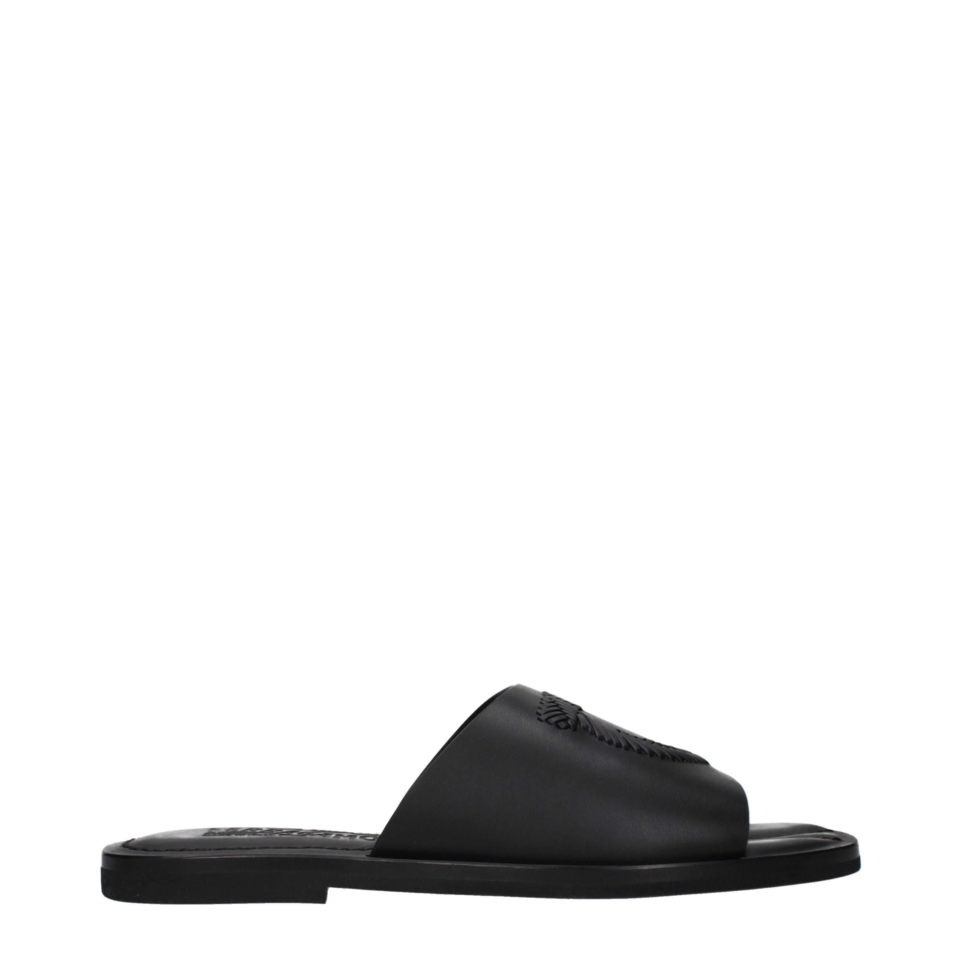 Salvatore Ferragamo Slippers and Clogs Men Leather Black | B-Exit