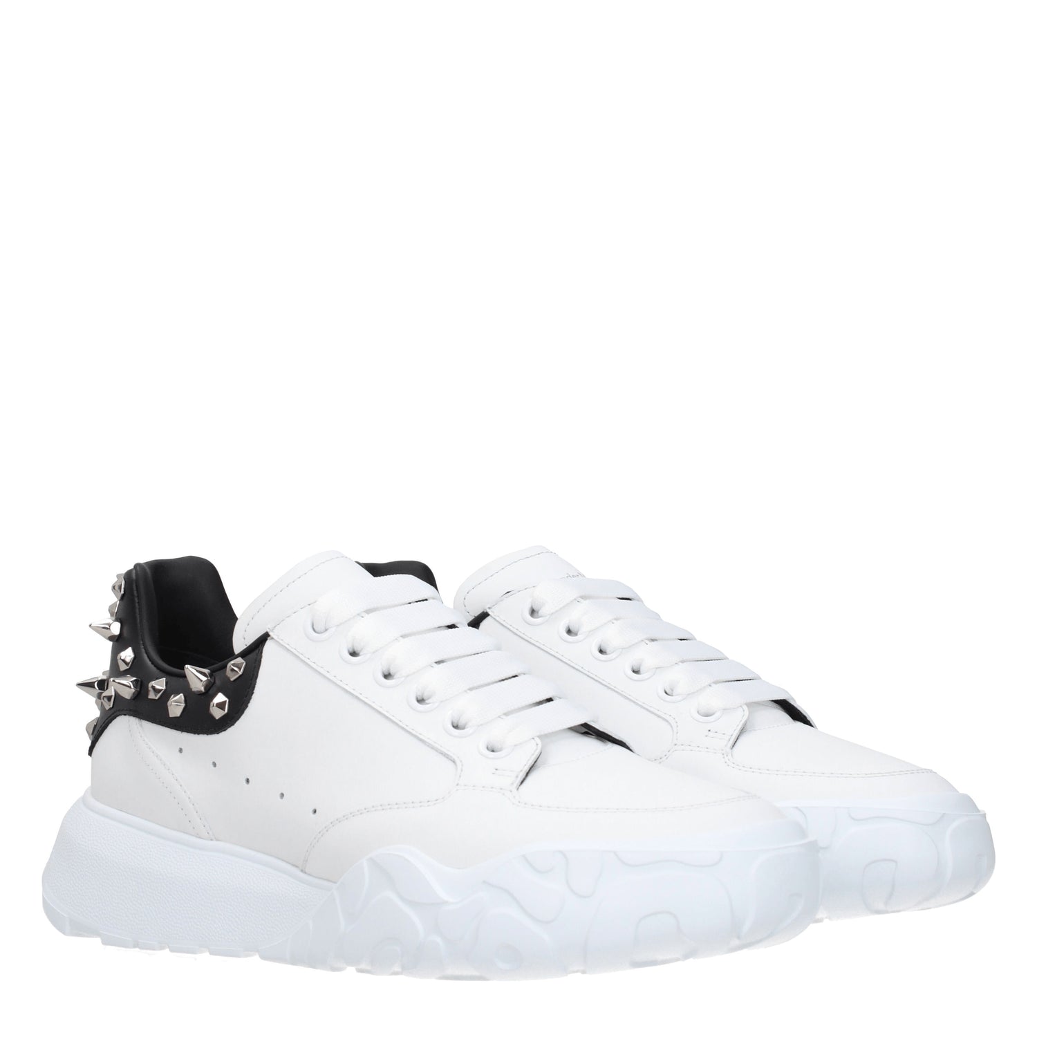 Alexander McQueen Sneakers Uomo Pelle Bianco Nero