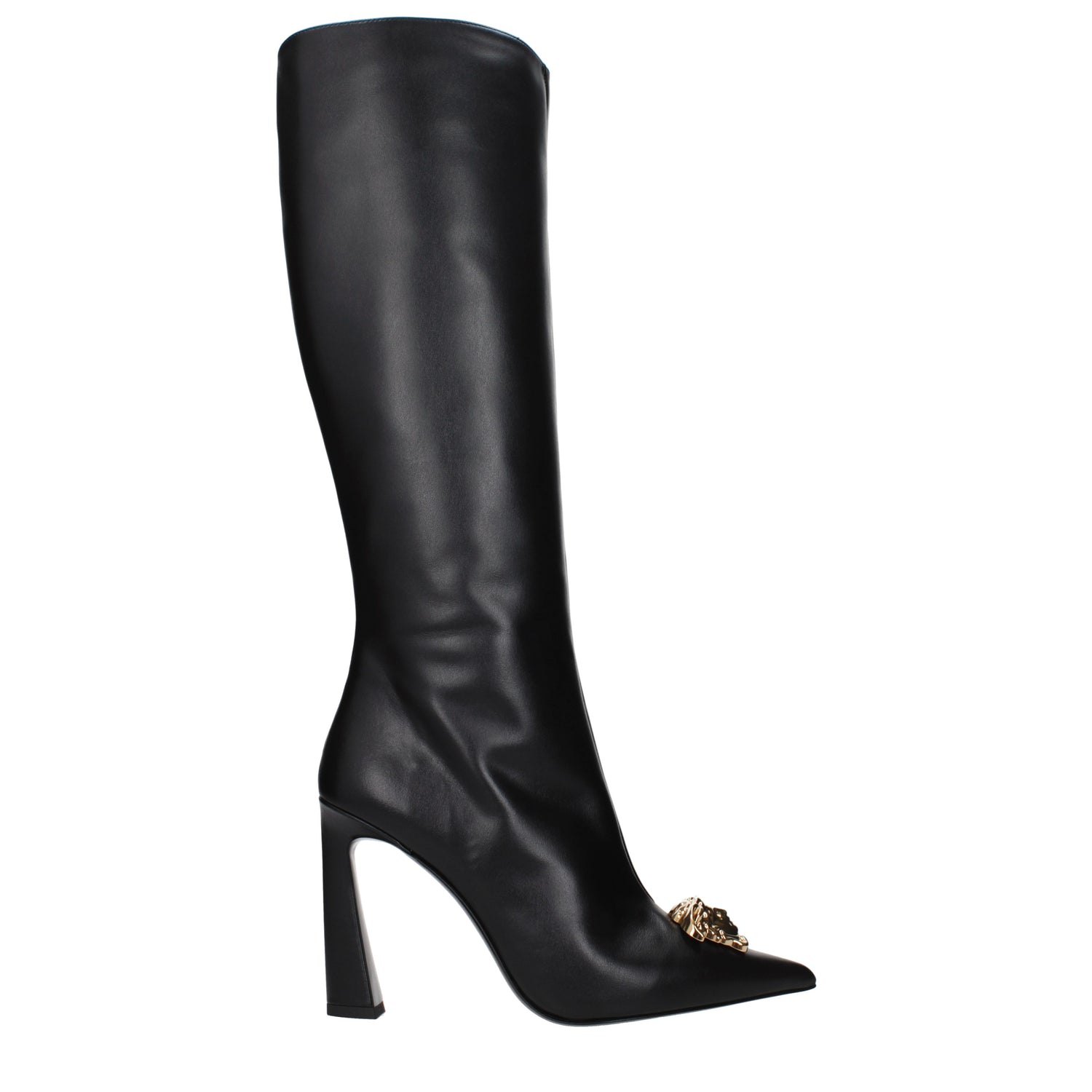 Versace Bottes Femme Cuir Noir