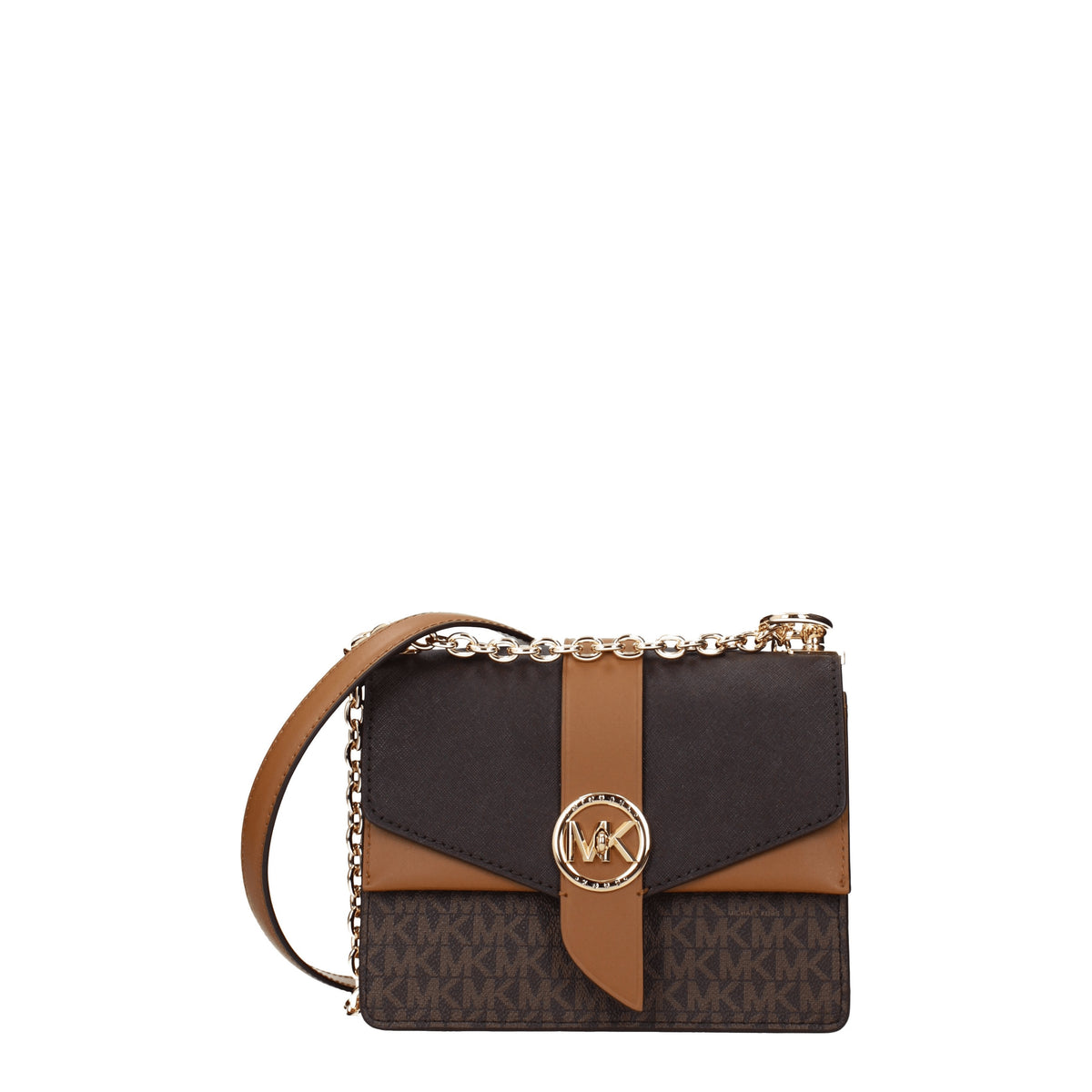 Michael Kors Borse a Spalla Greenwich sm Donna Tessuto Marrone