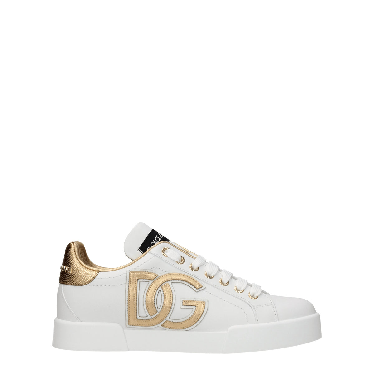 Dolce&Gabbana Sneakers Donna Pelle Bianco Oro