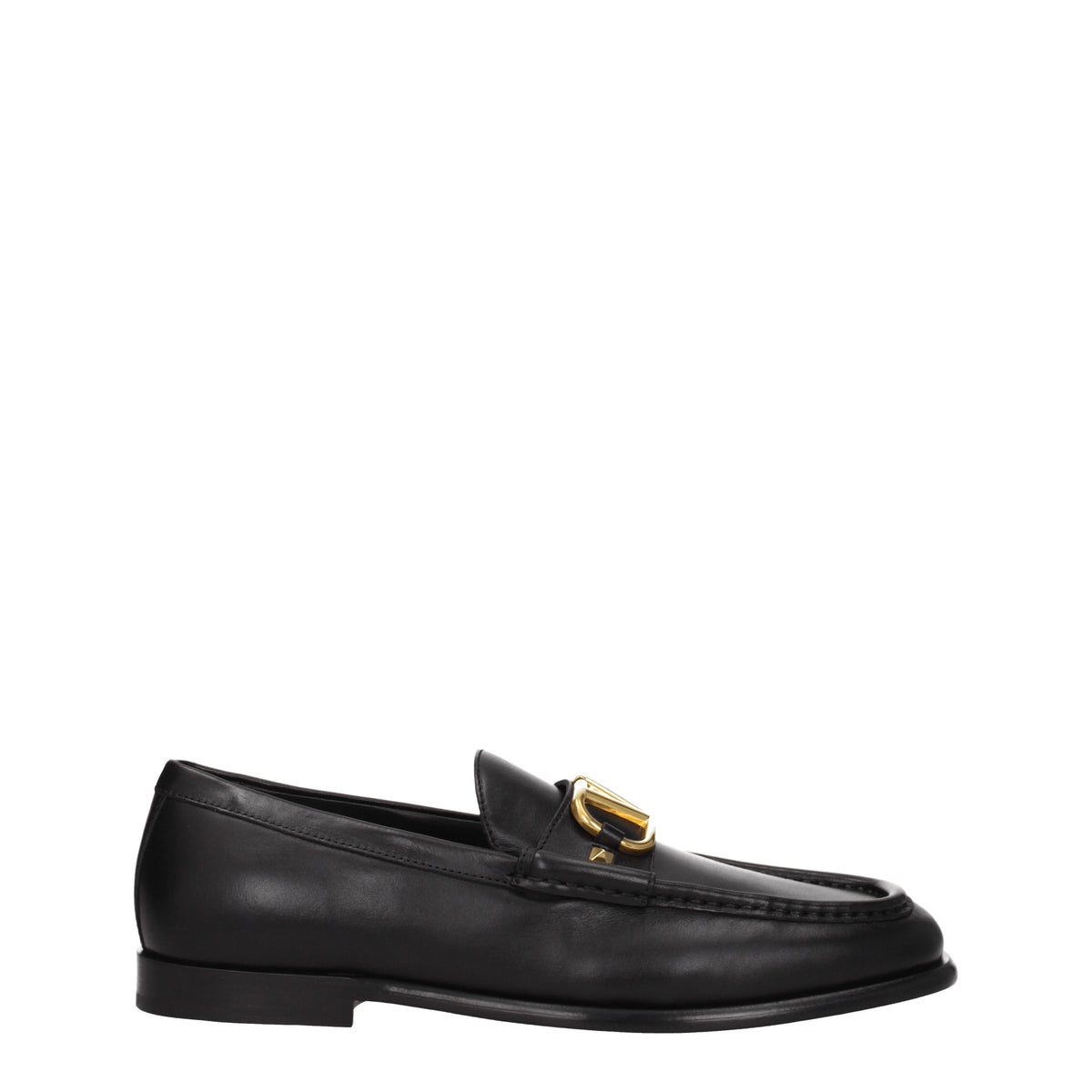 Valentino Men’s Black  Leather Loafers with Gold Accent Valentino Garavani Men main image 2