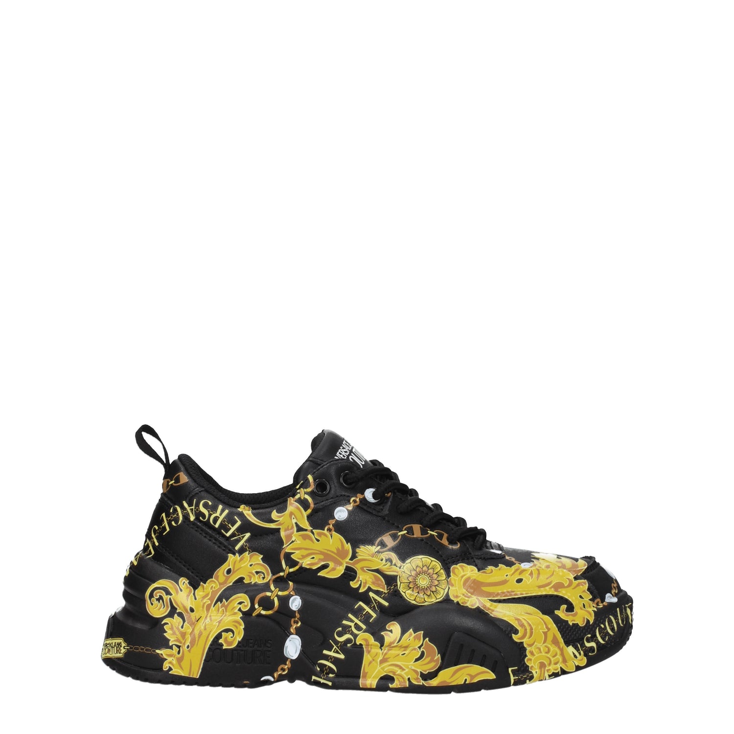 Versace Jeans Sneakers couture Donna Pelle Nero Oro