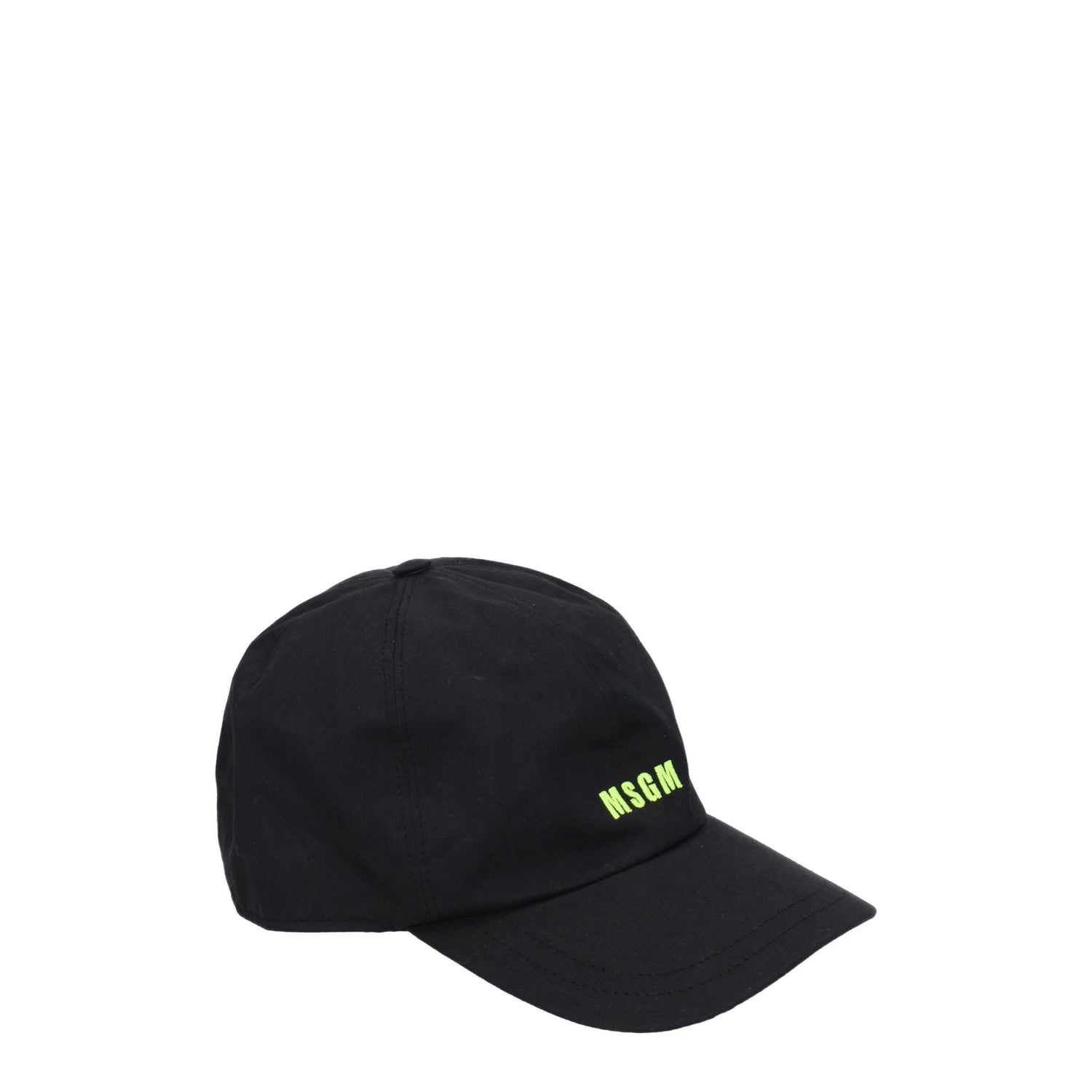 MSGM Cappelli Uomo Cotone Nero Verde Fluo