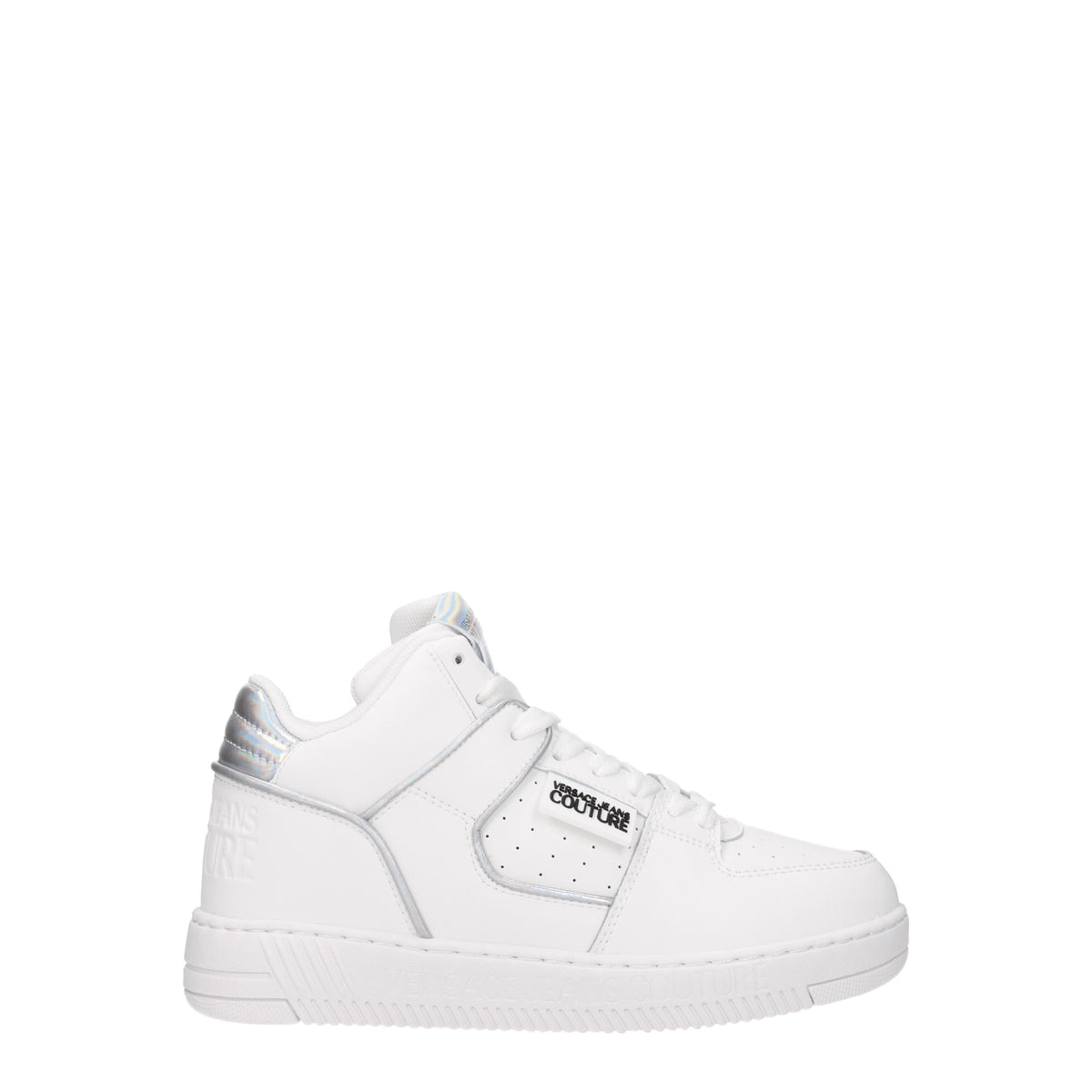 Versace Jeans Sneakers couture Donna Pelle Bianco Argento
