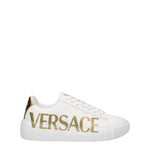 Versace Sneakers greca Donna Pelle Bianco Oro