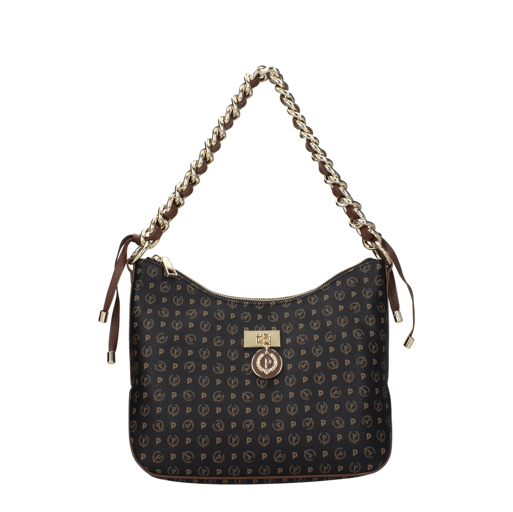 Pollini Borse a Spalla Donna PVC Nero Marrone