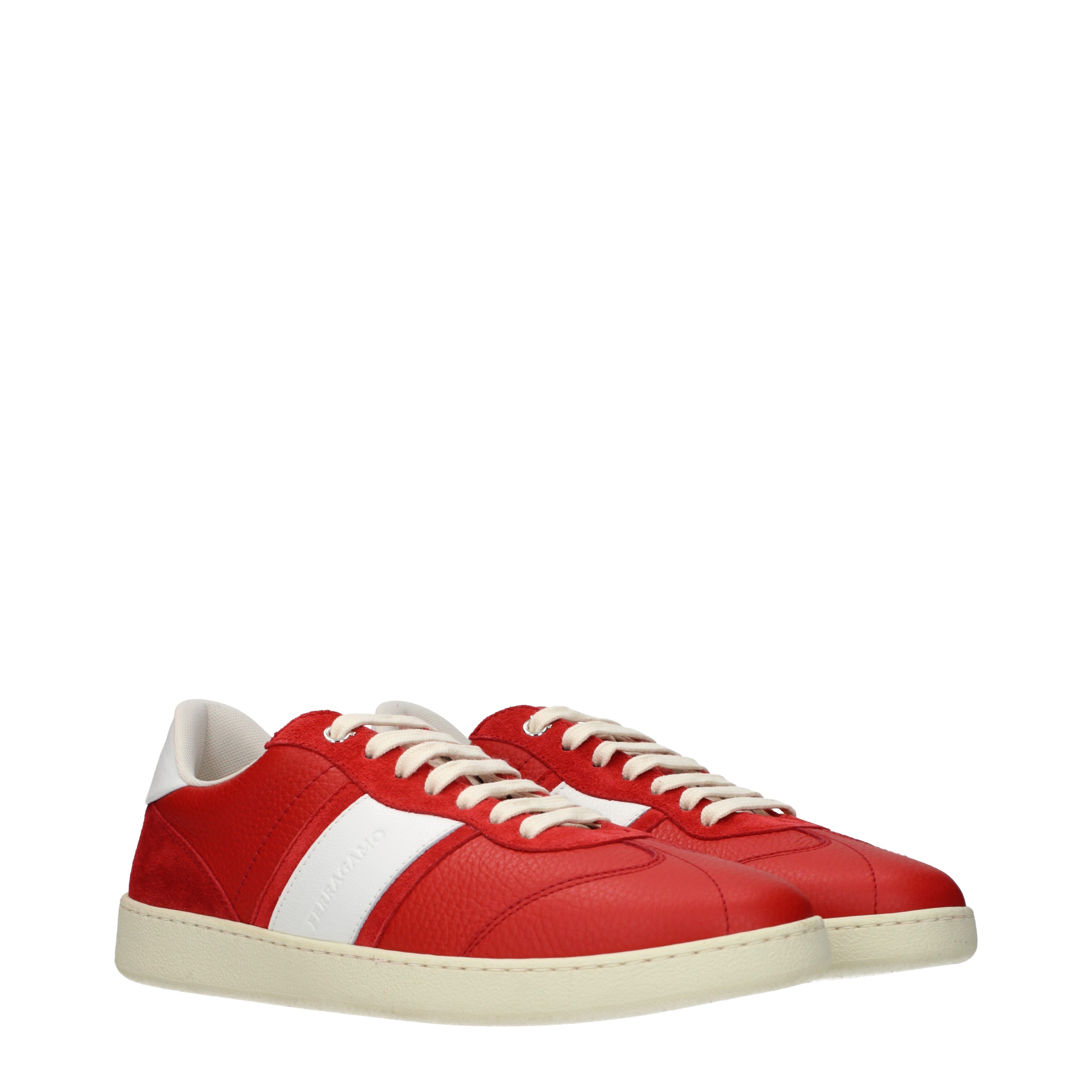 FERRAGAMO 葉柄スカーフ ホワイト・レッド　90×90サイズ ④ Salvatore Ferragamo Sneakers Men Leather Red/Flame | B-Exit – B