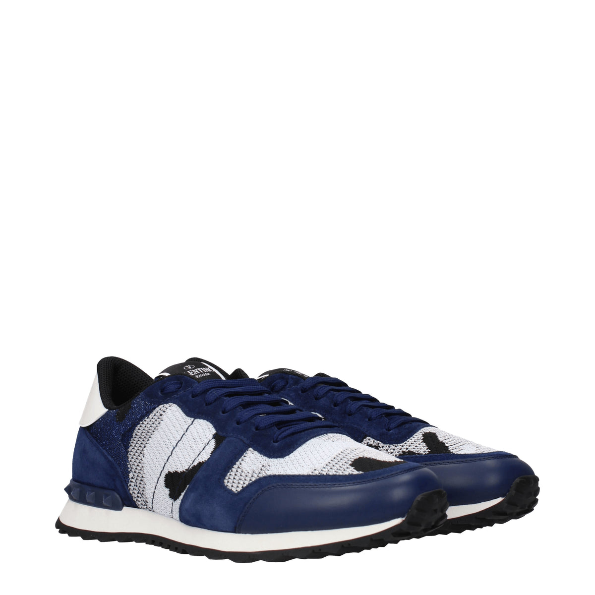 Valentino Garavani Sneakers Uomo Tessuto Argento Blu