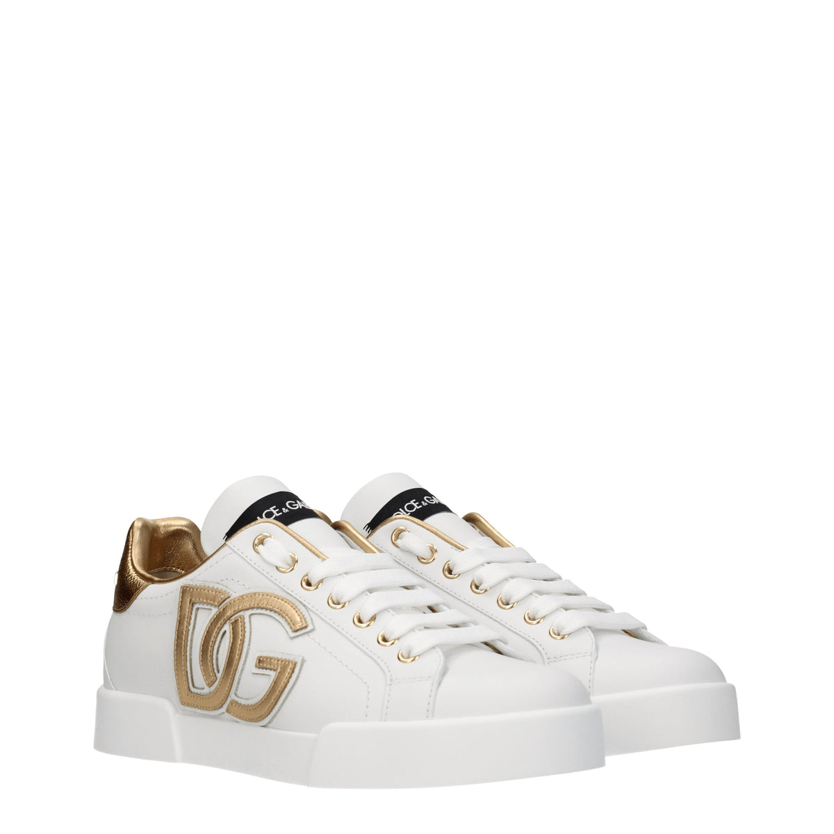 Dolce&Gabbana Sneakers Donna Pelle Bianco Oro