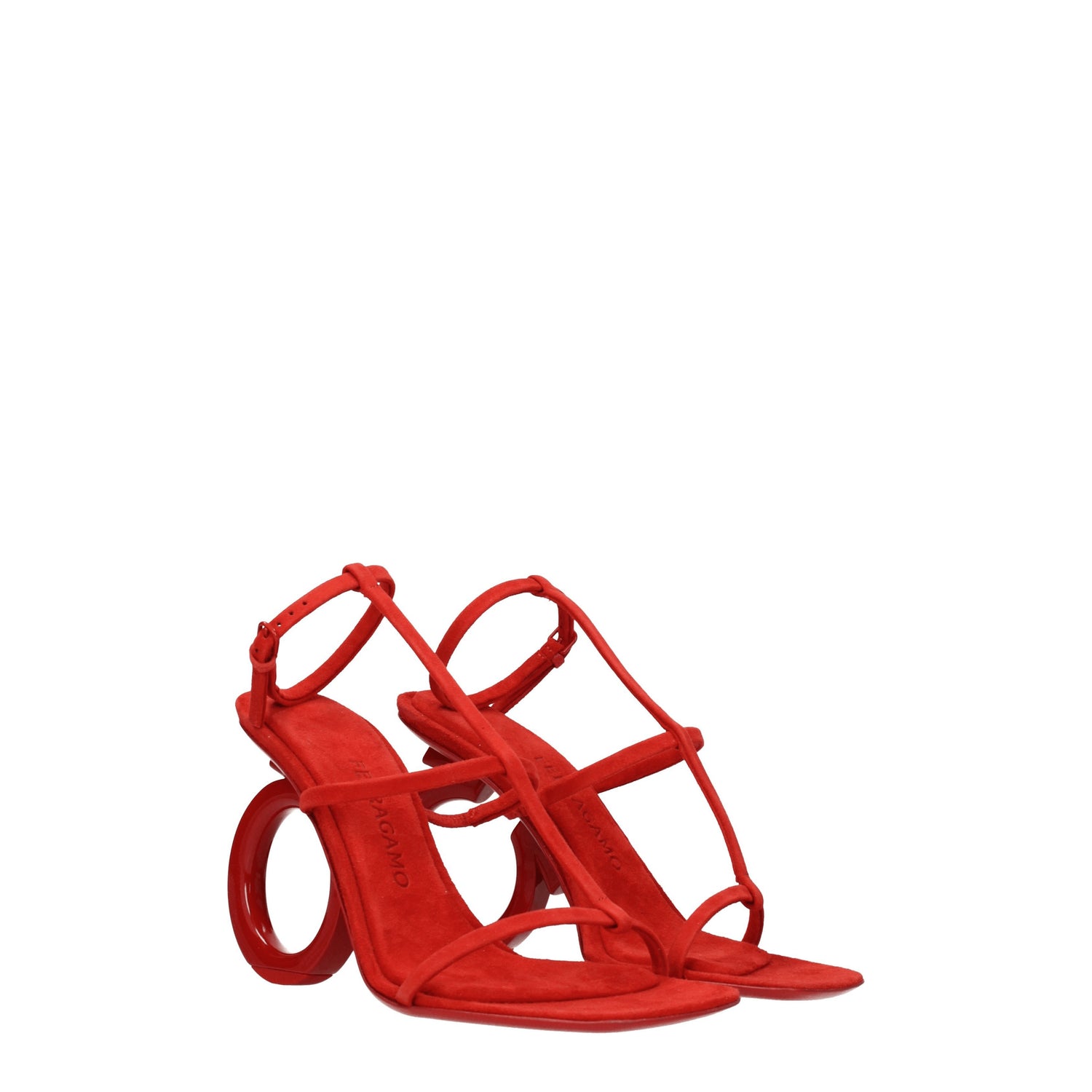Salvatore Ferragamo Sandali elina Donna Camoscio Rosso Fiamma