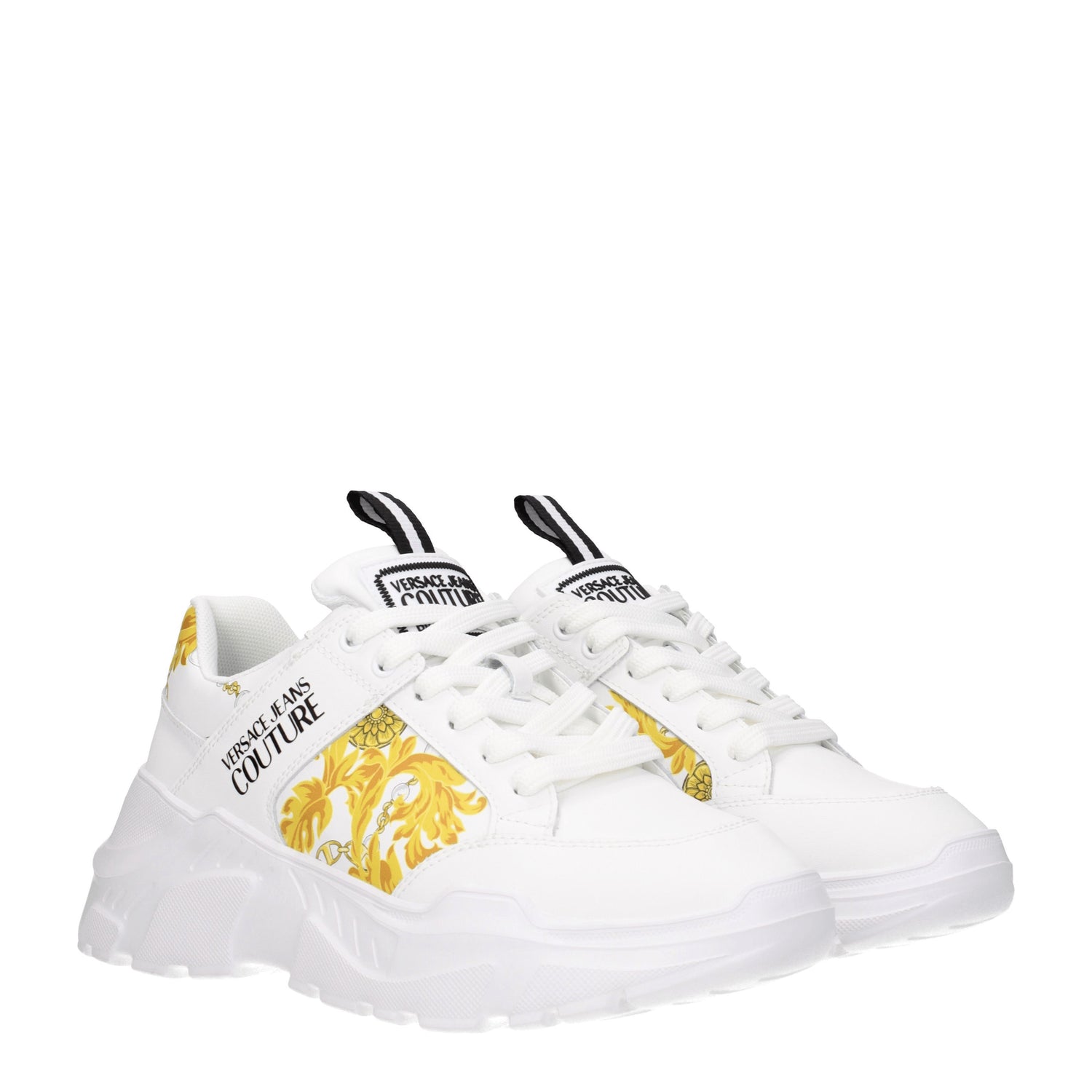 Versace Jeans Sneakers couture Uomo Pelle Bianco Oro