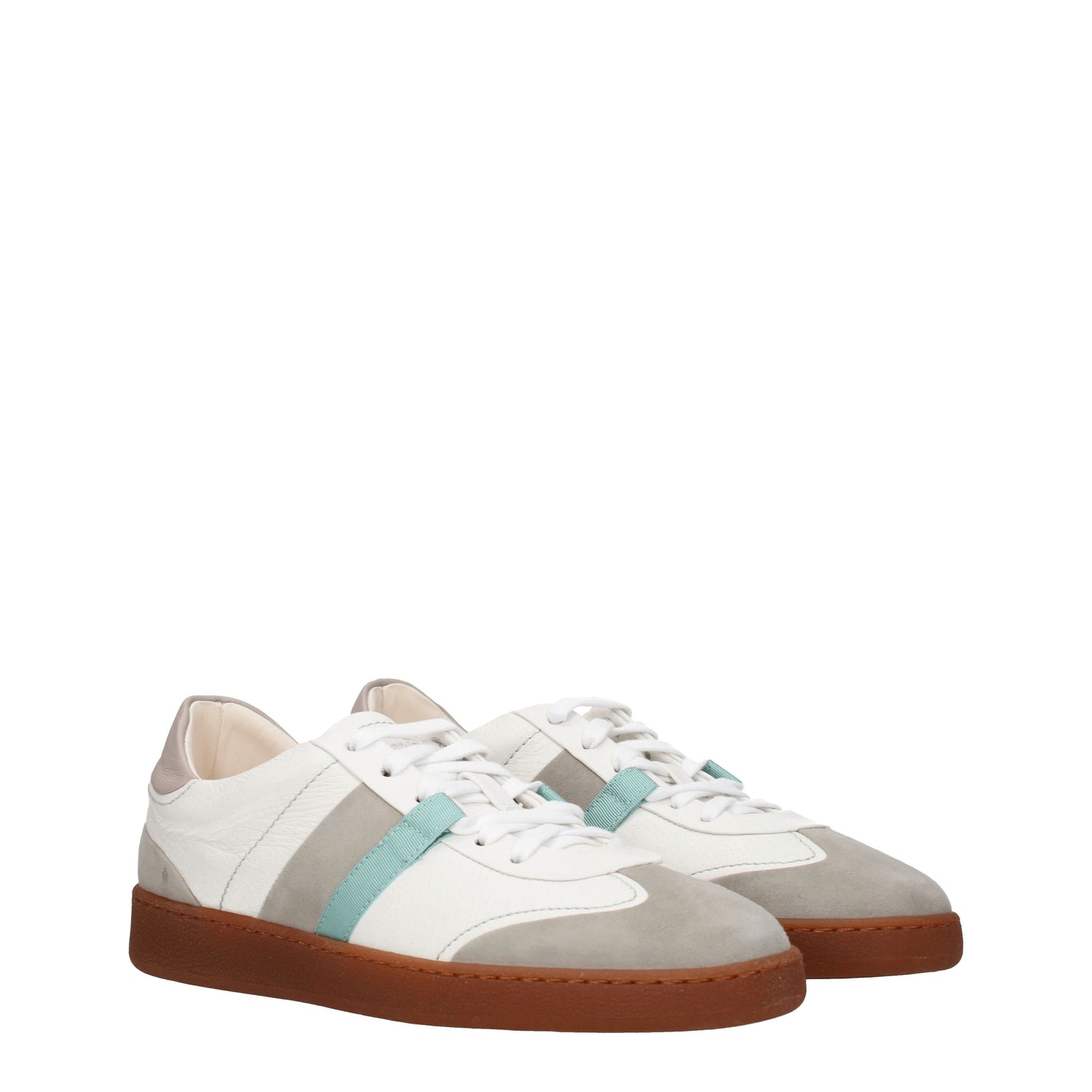 Salvatore Ferragamo Sneakers Uomo Pelle Bianco Grigio