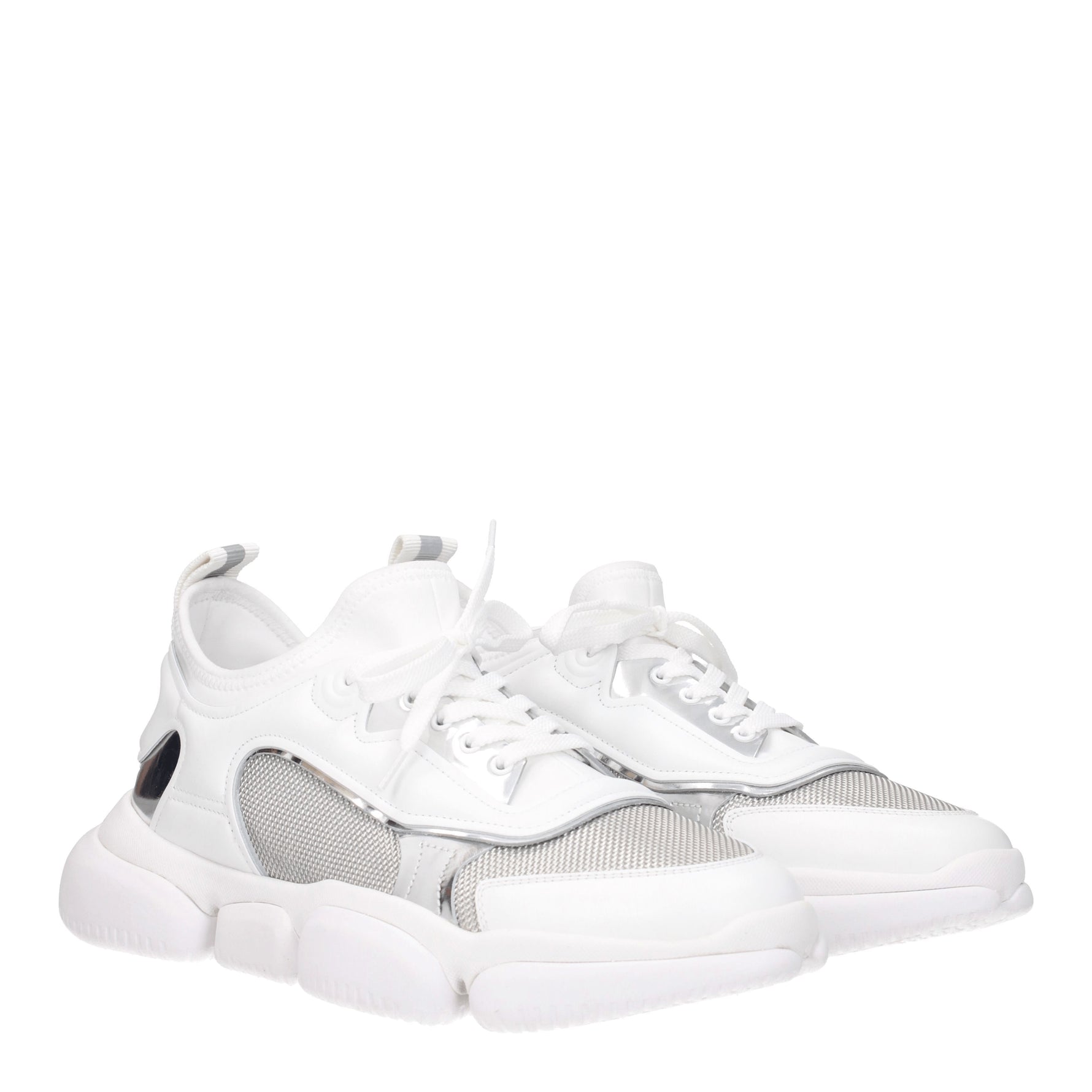 Moncler Sneakers Donna Pelle Bianco Argento