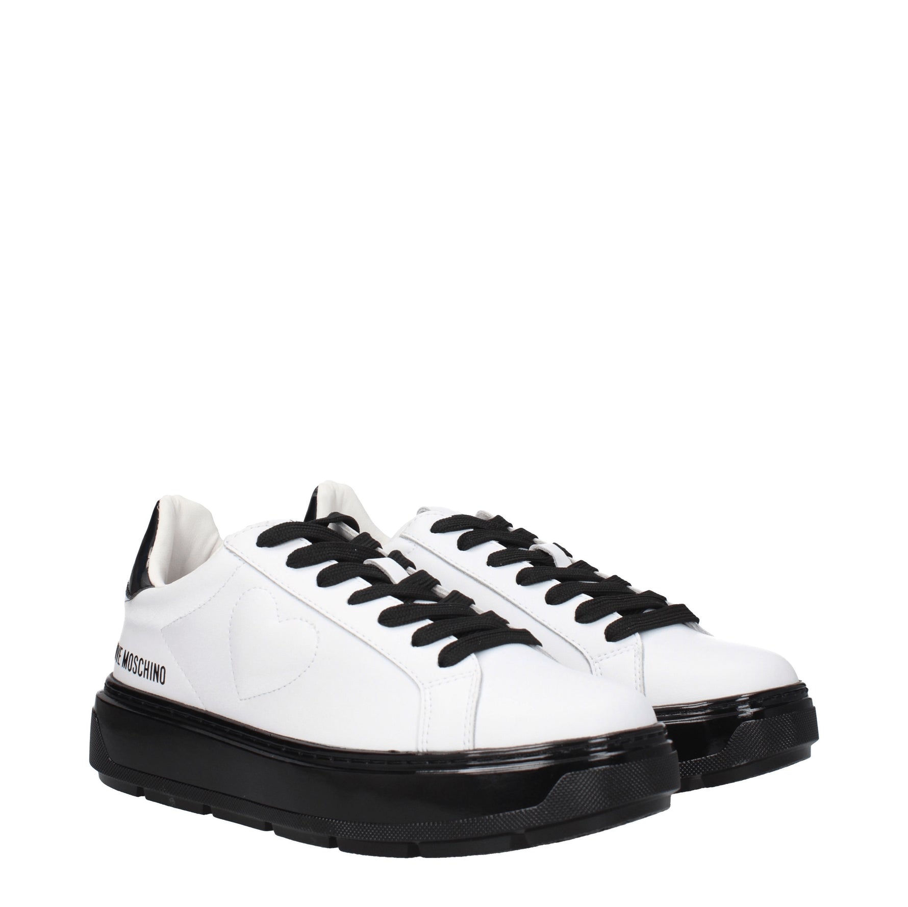 Love Moschino Sneakers Donna Pelle Bianco Nero