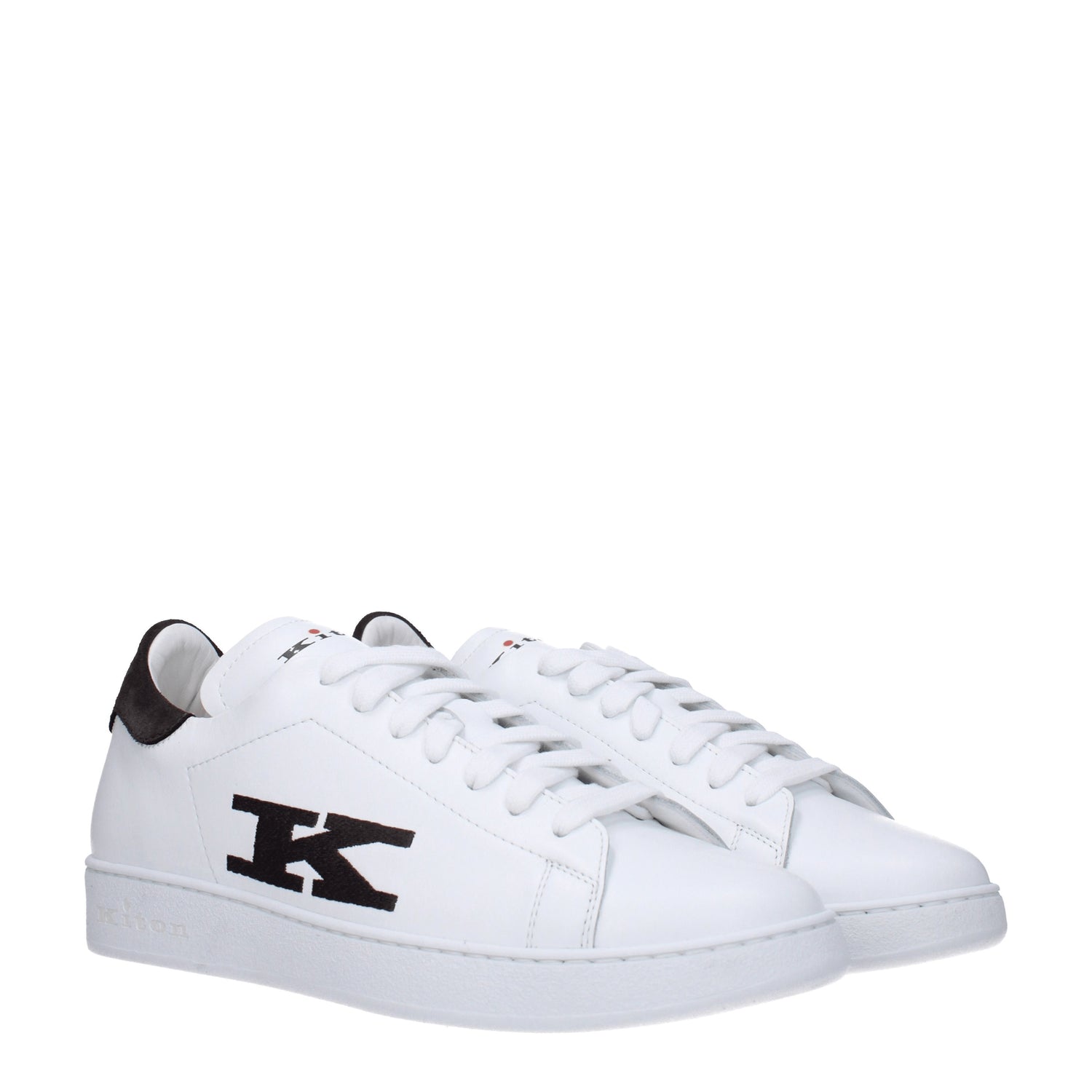 Kiton Sneakers Uomo Pelle Bianco Marrone