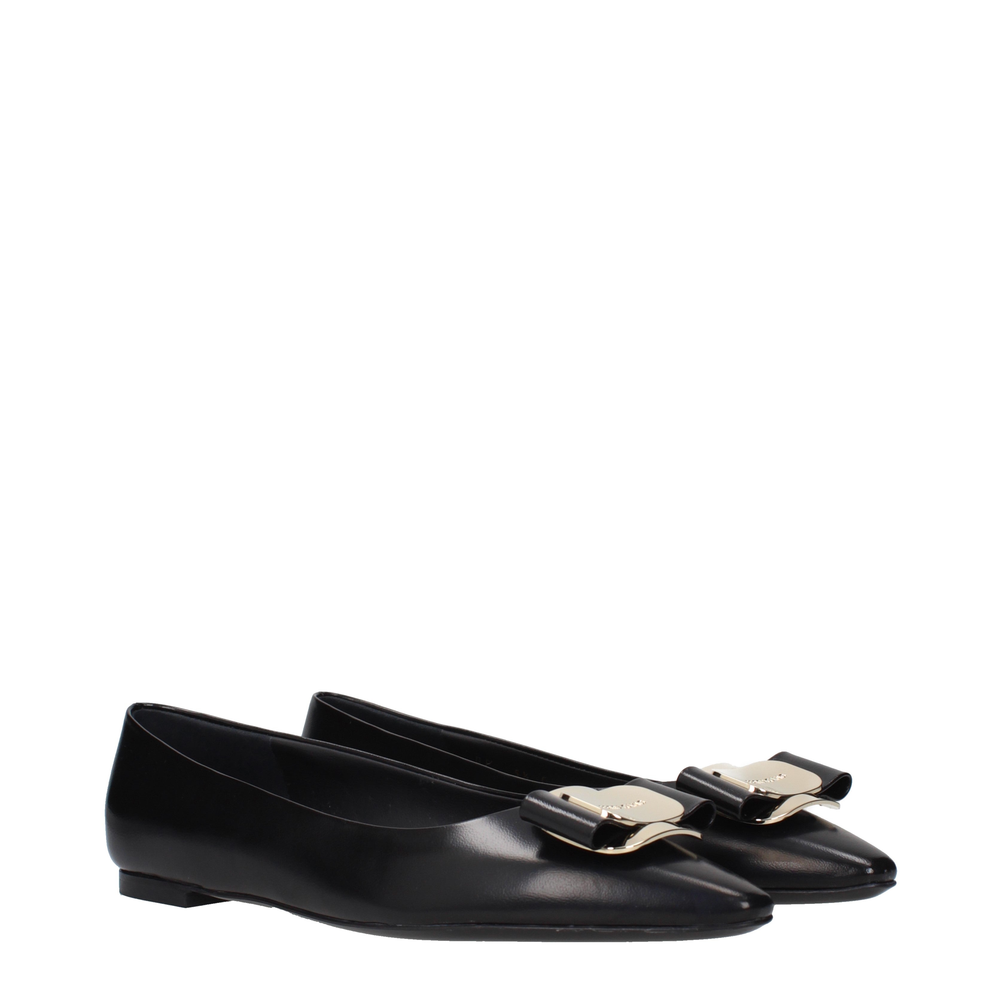 Salvatore Ferragamo Ballet Flats Women Leather Black | B-Exit – B