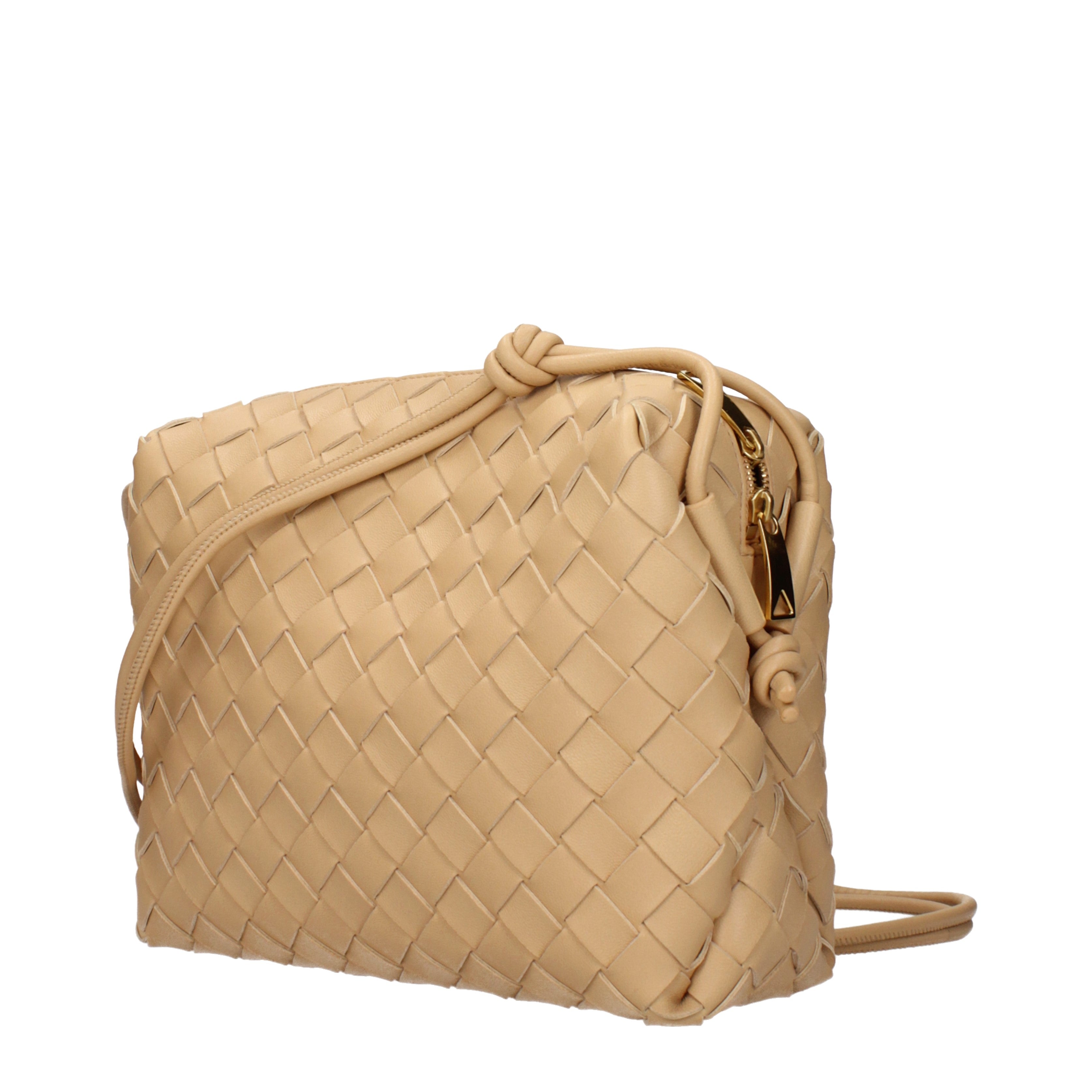 BOTTEGA VENETA ベージュ編み込みバッグ Bottega Veneta Crossbody Bags Women Leather Beige/Almond | B-Exit
