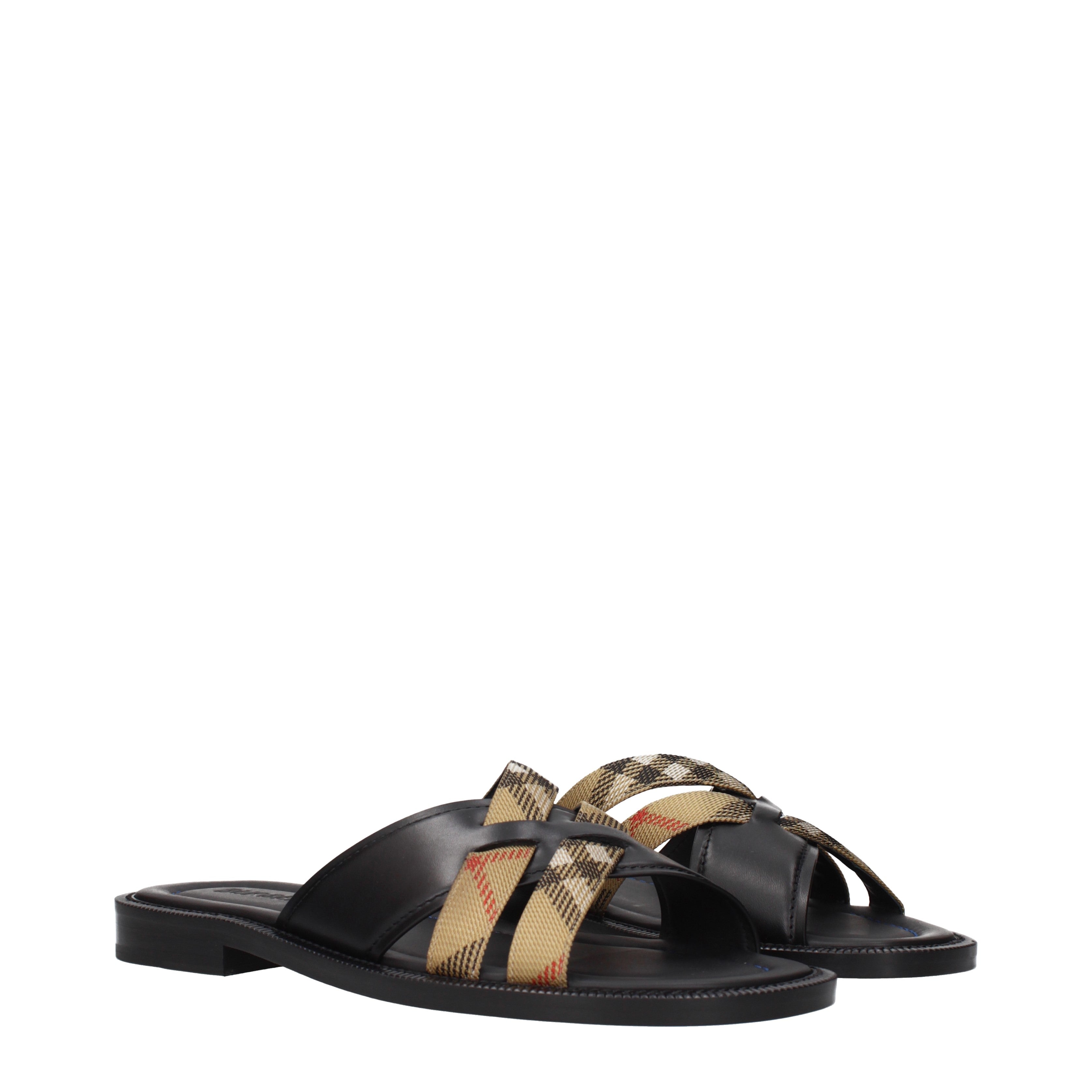 Burberry スリッパと下駄 男性 ファブリック ベージュ/黒 | B-Exit – B