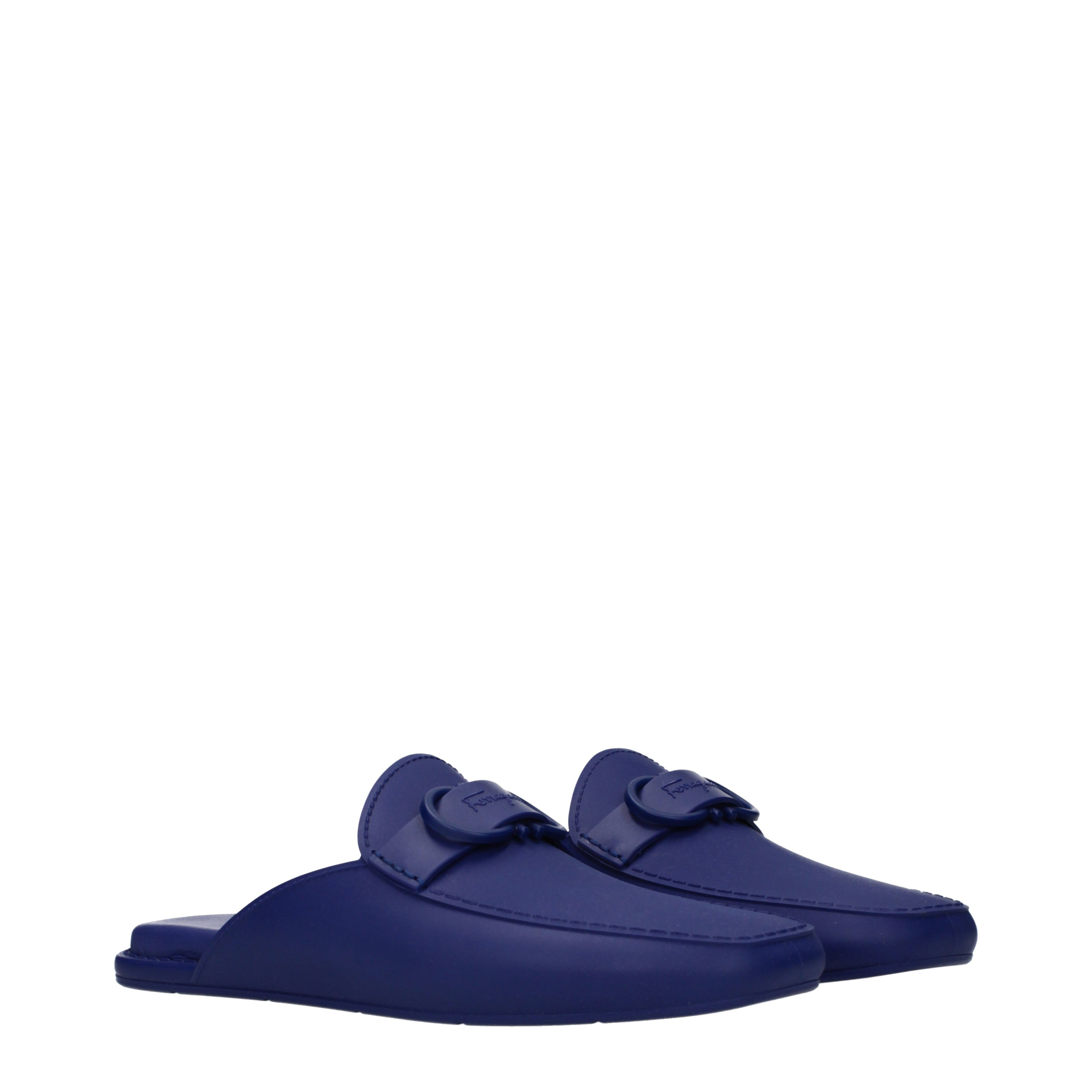 Salvatore Ferragamo Slippers and Clogs Men Leather Blue | B-Exit