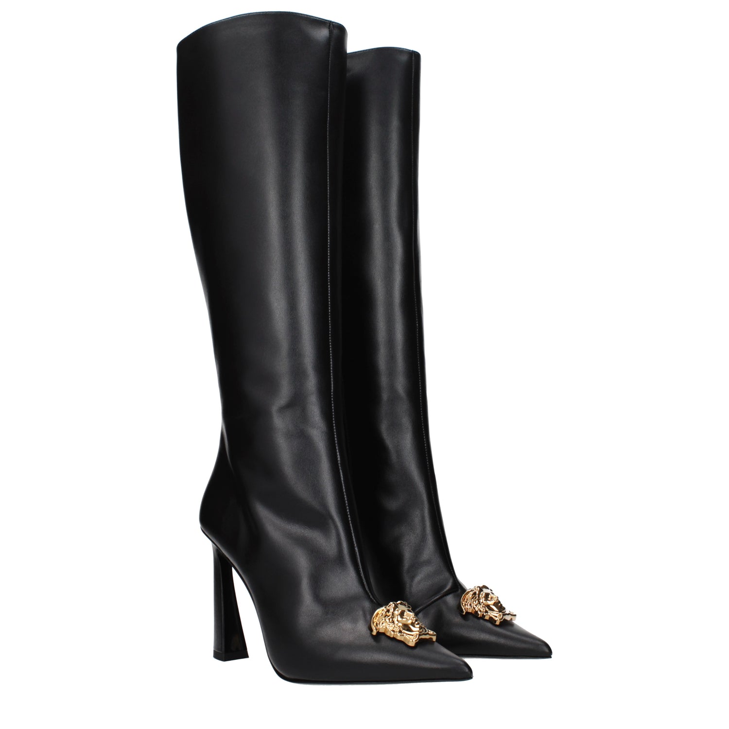 Versace Bottes Femme Cuir Noir