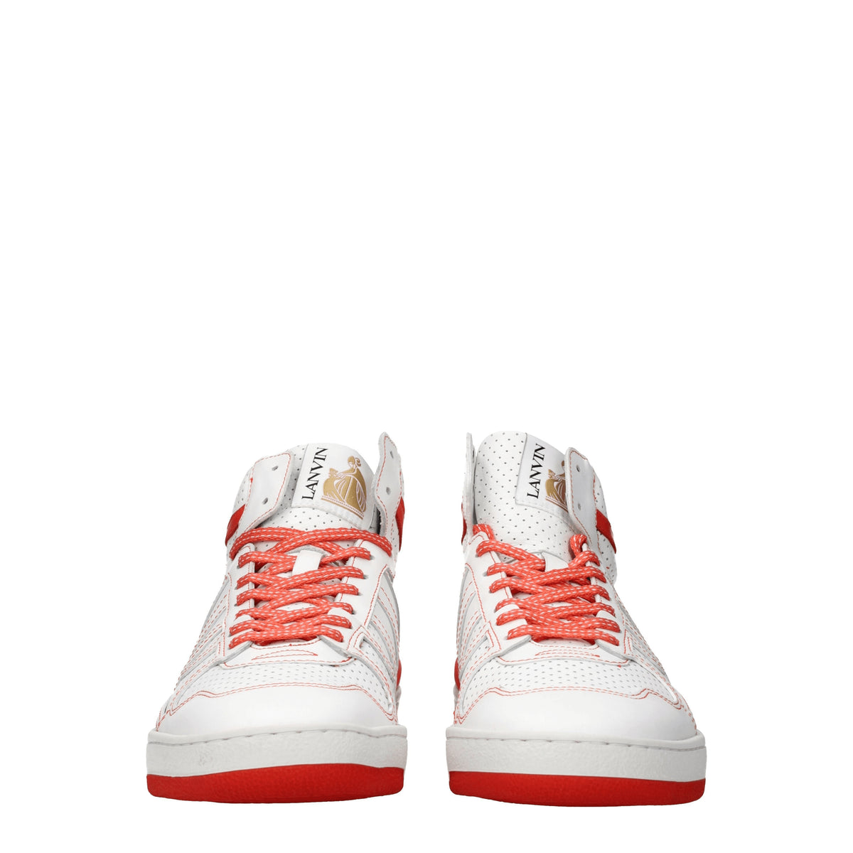Lanvin Sneakers Uomo Pelle Bianco Arancione