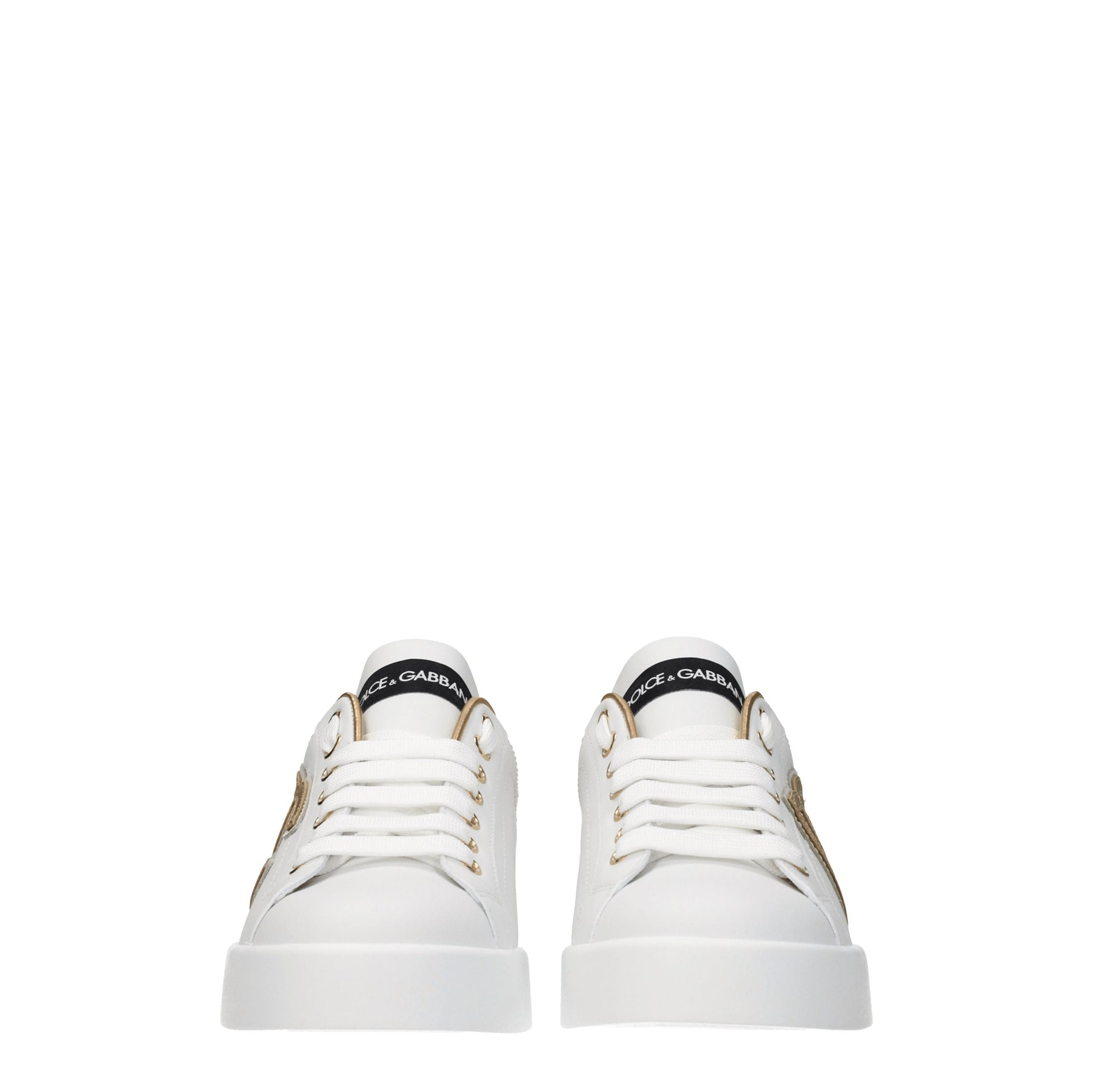 Dolce&Gabbana Sneakers Donna Pelle Bianco Oro