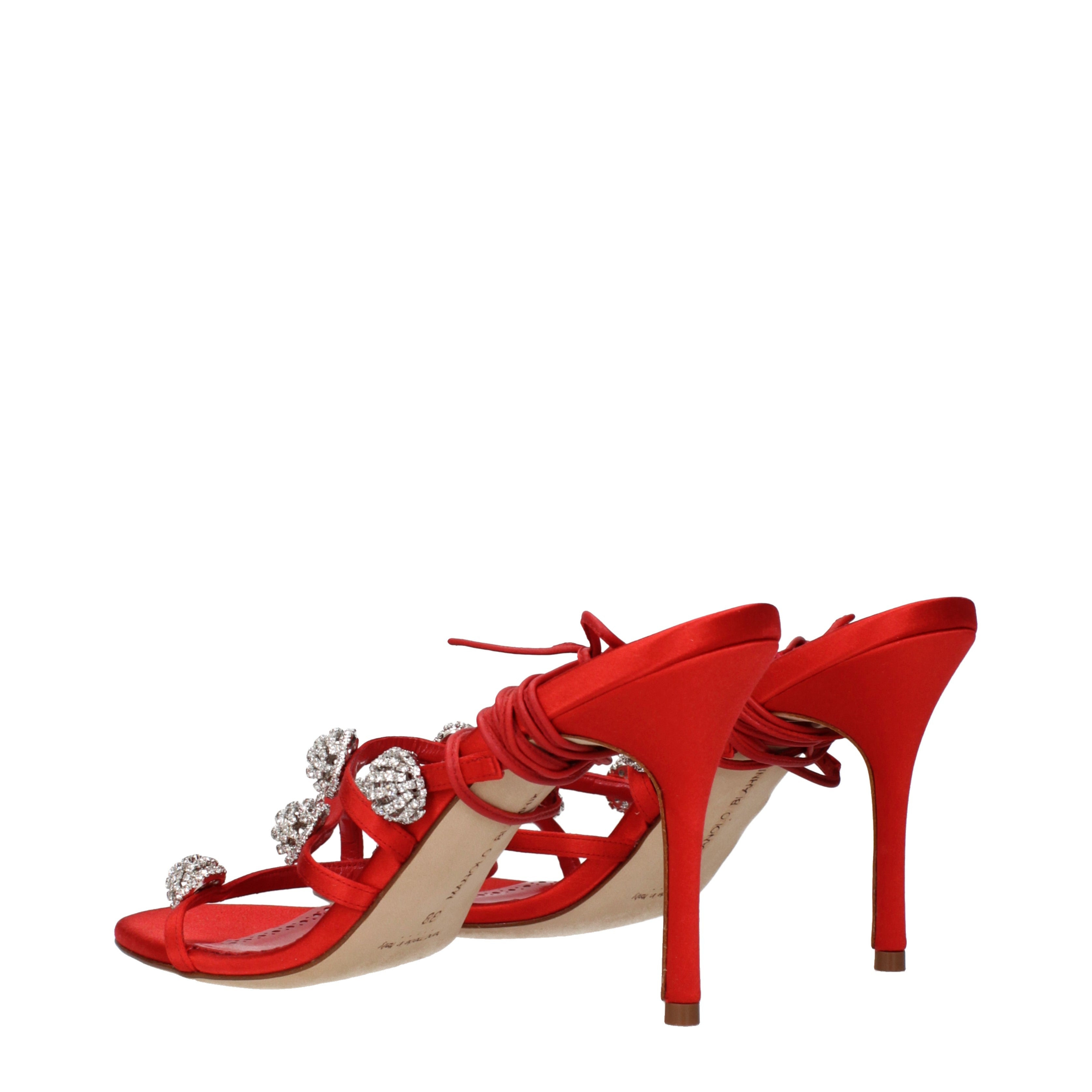 Manolo Blahnik Sandals Women Satin Red/Bright Red | B-Exit – B