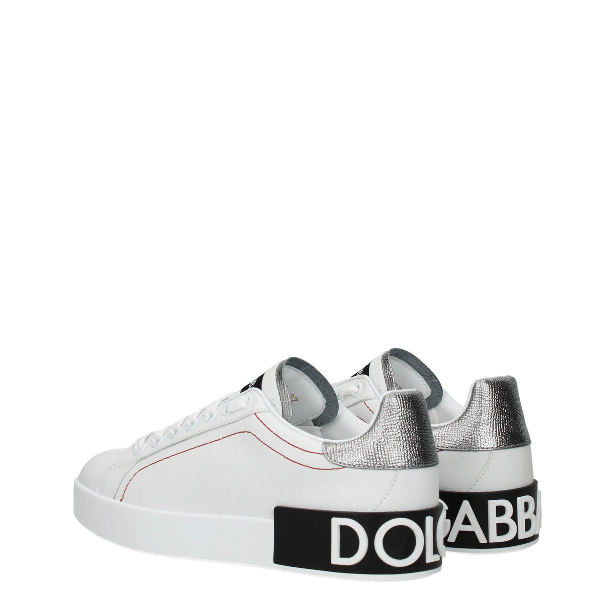 Dolce&Gabbana Sneakers Donna Pelle Bianco Argento