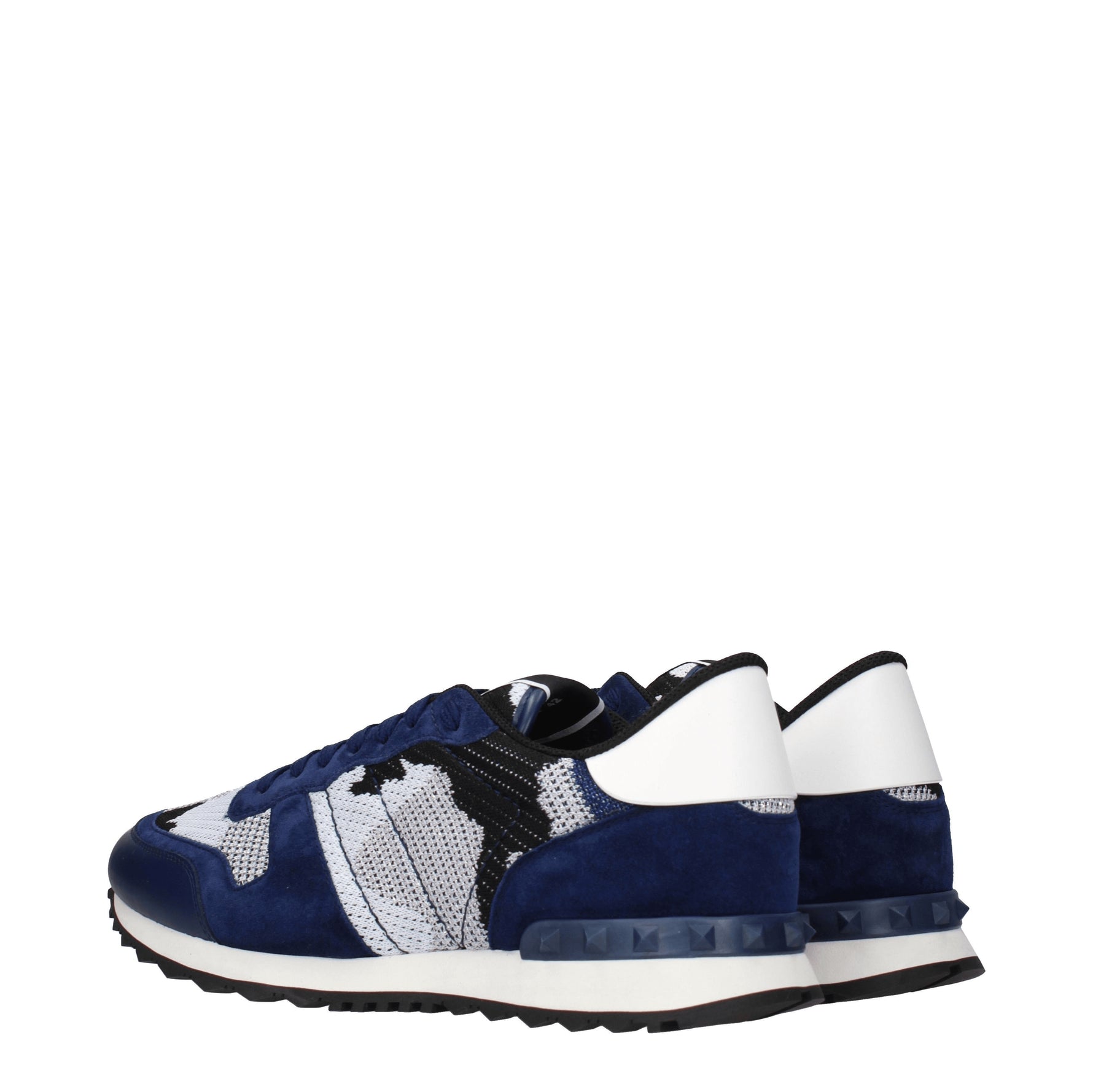 Valentino Garavani Sneakers Uomo Tessuto Argento Blu