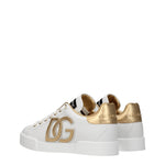Dolce&Gabbana Sneakers Donna Pelle Bianco Oro