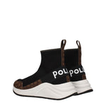 Pollini Sneakers Donna Tessuto Marrone Nero