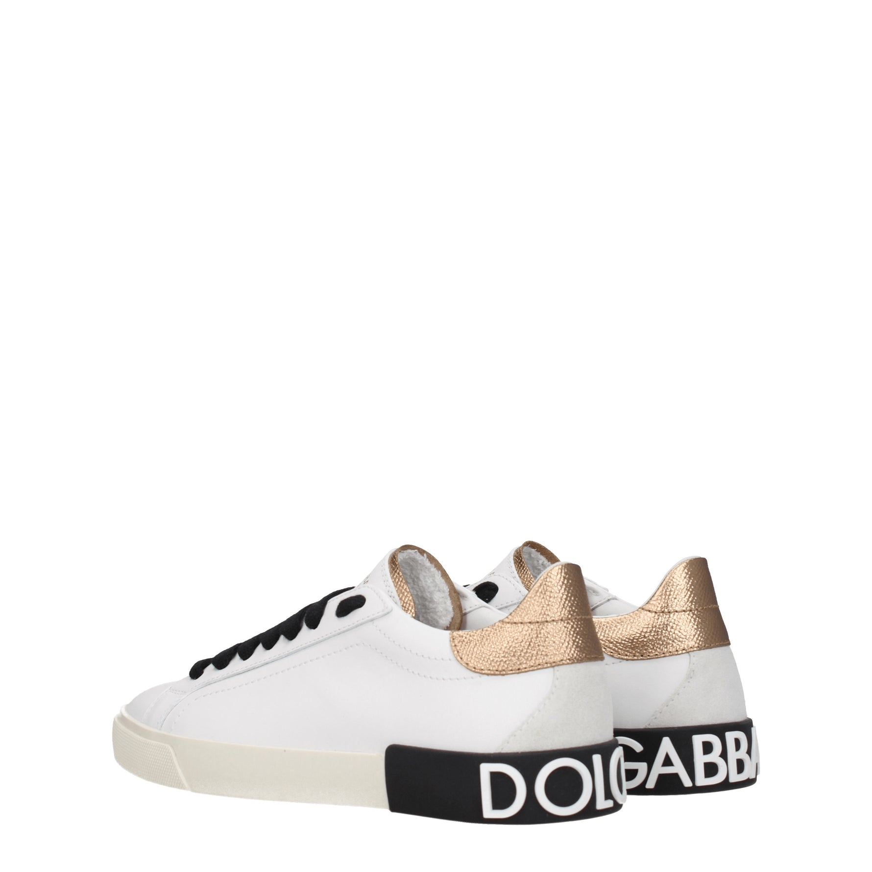 Dolce&Gabbana Sneakers Donna Pelle Bianco Oro