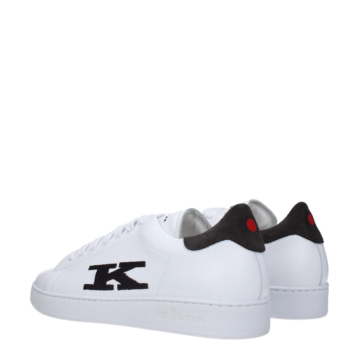 Kiton Sneakers Uomo Pelle Bianco Marrone